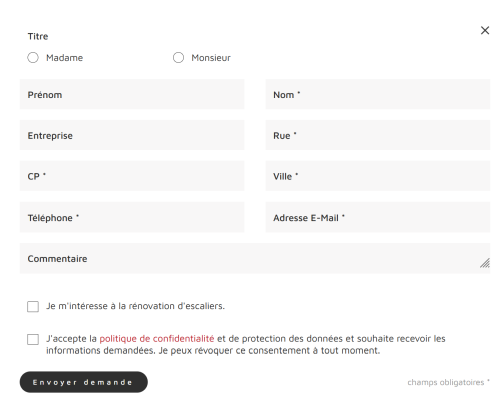 Formulaire de contact en ligne